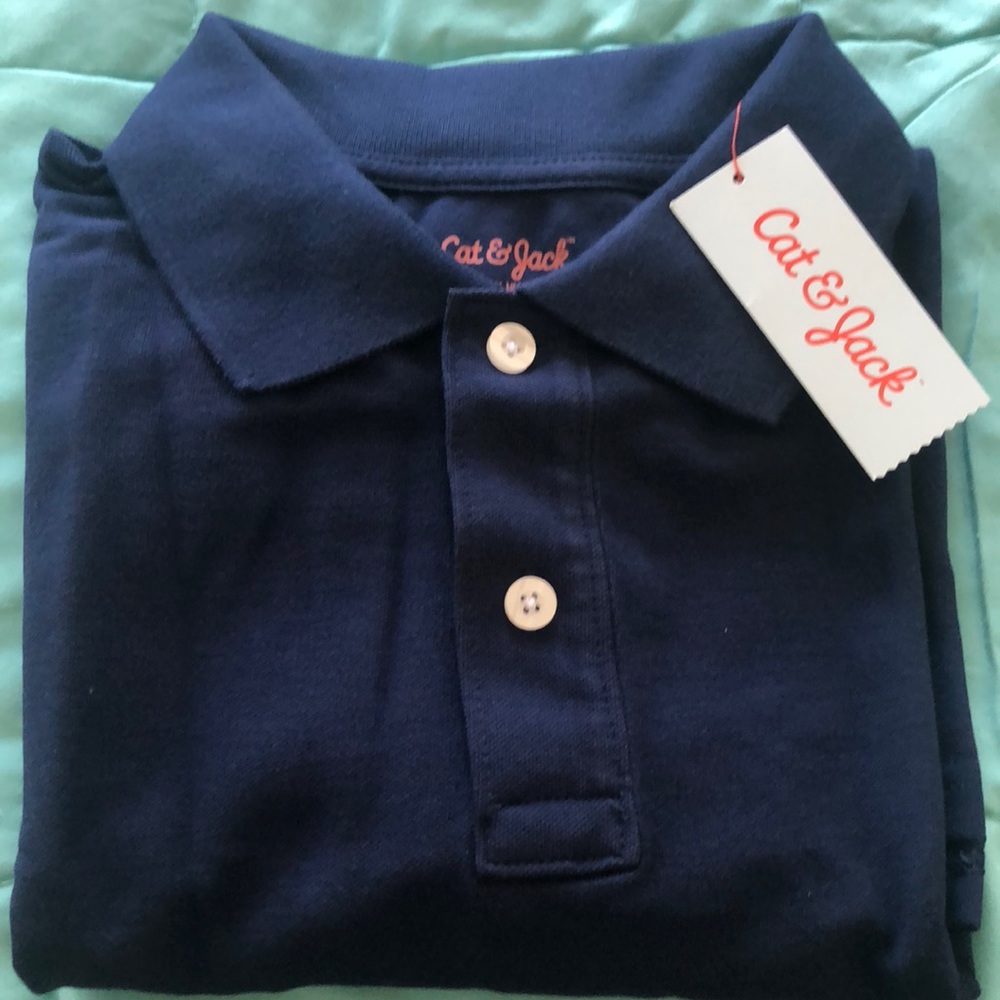 2 NWT Cat & Jack boy navy uniform shirts. XXL (18)
